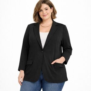 EUC Tahari Black Soft Stretch Knit Blazer – Size XL